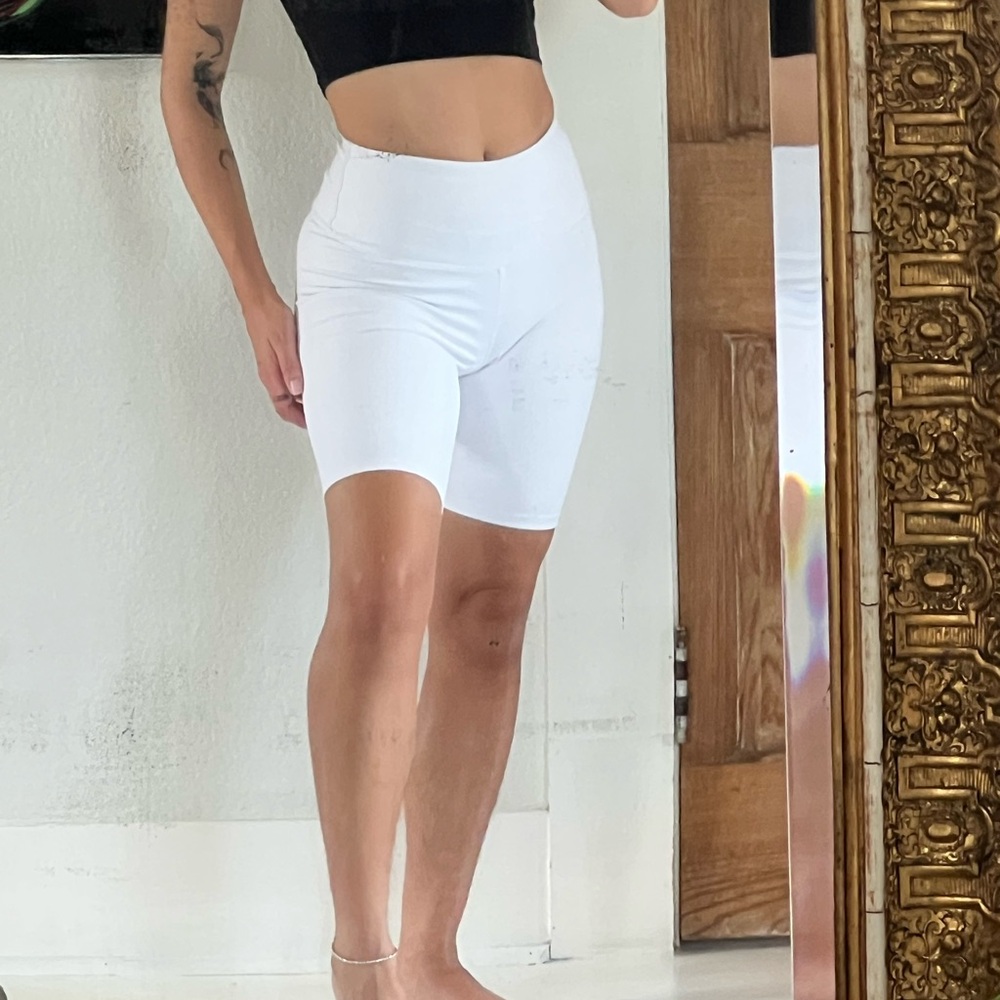 Good American White Bike Shorts